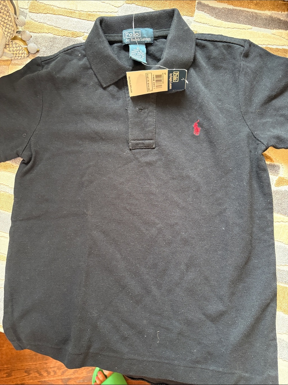 Polo by Ralph Lauren Black Polo with Red Pony Logo - Kids